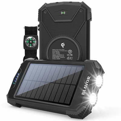Banco portátil inalámbrico de la energía solar del cargador 10000mAh de Qi para el teléfono y el ordenador portátil