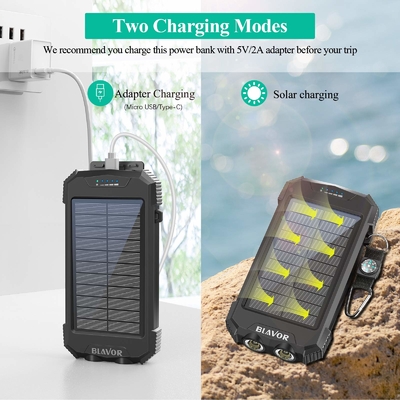 Banco portátil inalámbrico de la energía solar del cargador 10000mAh de Qi para el teléfono y el ordenador portátil