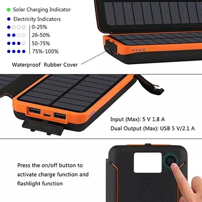 el acampar solar del cargador del teléfono del cargador solar portátil de la prenda impermeable de 8000mAh 5V