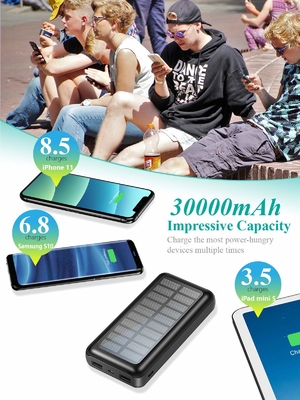 IPX5 batería portátil accionada solar del cargador 30000mAh para IPhone