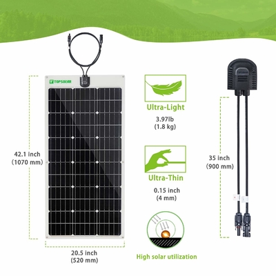 El panel solar monocristalino Bendable solar fino flexible 100w de los paneles 12v 24V