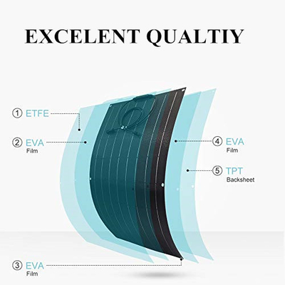 Módulo solar monocristalino flexible del panel solar de la prenda impermeable de 100 vatios mono para rv