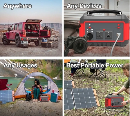 600W USB de carga rápida Generador solar de batería de litio portátil Estación de energía AC DC
