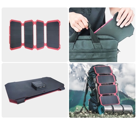 28w dobló el bolsillo flexible 12v/15v de los paneles solares de Sunpower con los equipos del poder para acampar