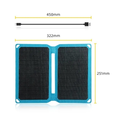 Panel solar plegable portátil 10W cargador de energía para acampar viajes senderismo