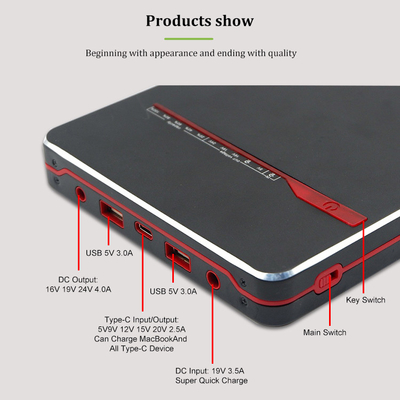 Tipo-c portátil copia de seguridad del cuaderno del paladio 65W 100W de batería del banco 40000mah 24V del poder del ordenador portátil